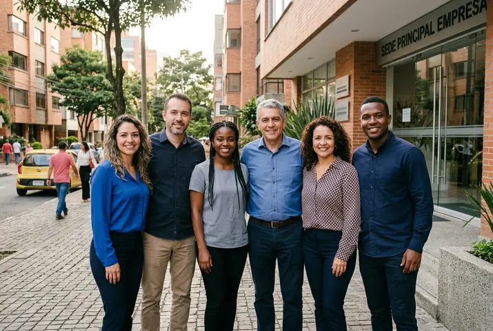 Equipo de trabajo sonriendo con sus carnés