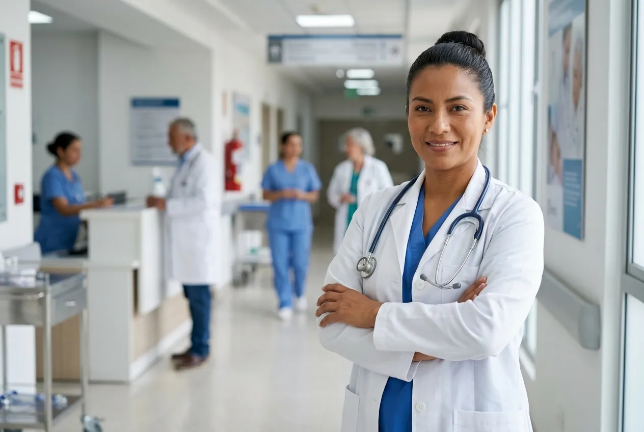 Profesional de la salud con bata blanca